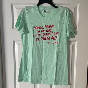 Light Green Graphic Tee with Red Print